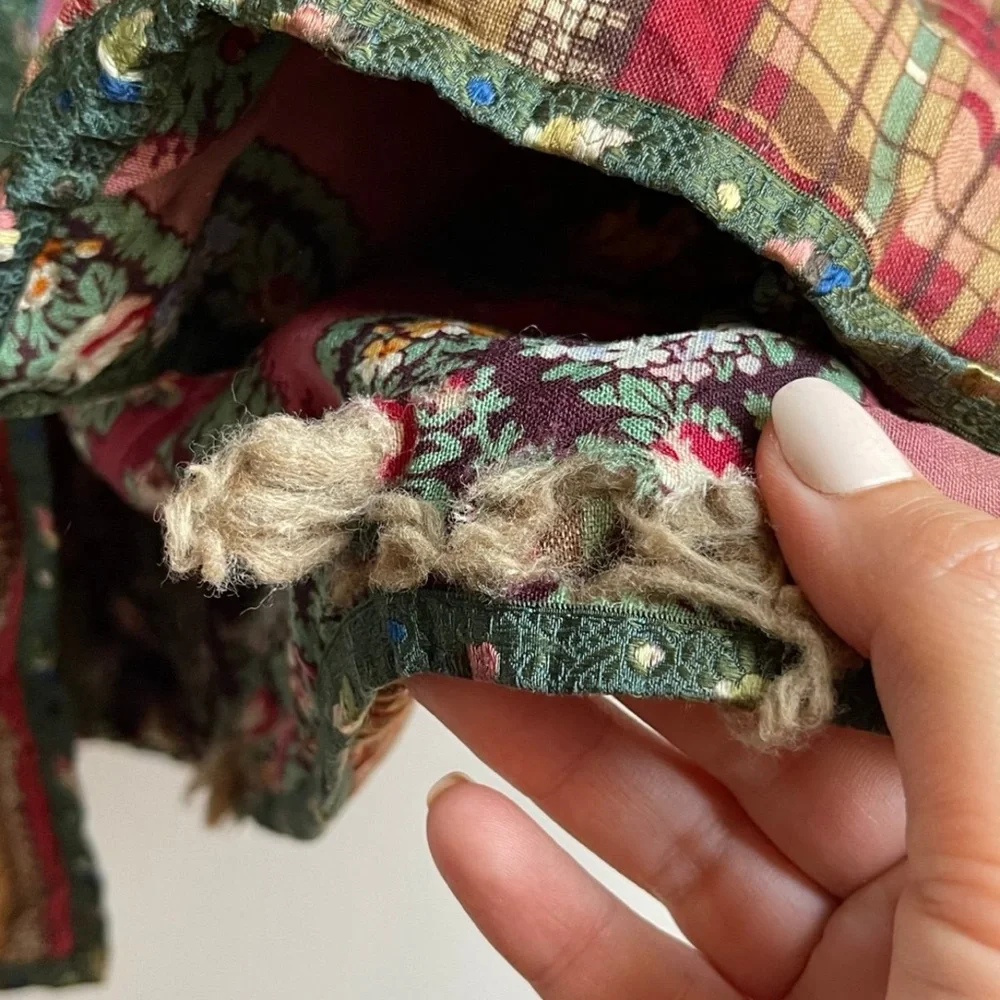 Vintage 1970s Quilted Robe Bohemian Patchwork - Picture 9 of 12